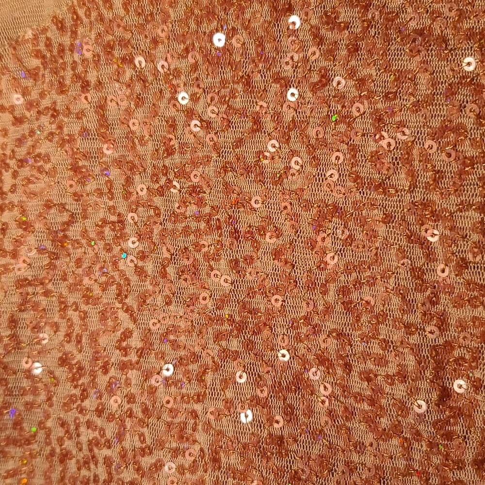 NNG Design One Shoulder Peach Sequin Top sz S/M - Picture 10 of 10